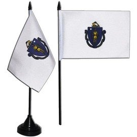 Flaggenfritze Tischflagge/Tischfahne Massachusetts + gratis Aufkleber