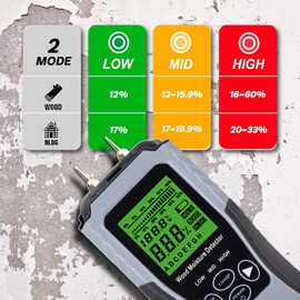 Digital Moisture Meter with Pin Sensor, 8 Calibration Modes for Wood, Drywall, Concrete, Firewood, Backlit LCD Screen, Portable Humidity Tester for Home & Professional Use
