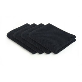 Originlife Waffle Weave, Uneven, Quick-Drying, Absorbent, Breathable, 100% Cotton, Resort Hotel Type, Pilling Resistant, Antibacterial, Stretchable, Thin, Smooth and Poppy Set of 4 (Black)
