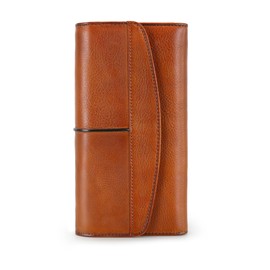 LETEULO Womens Leather Wallets Handmade Ladies Clutch Wallet Organizer Card Holder (882 Brown)