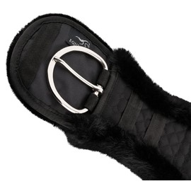 Equinate Classical Western Belt with Synthetic Lambskin - Anatomical Saddle Girth Western Belly Belt 65 70 75 80 85 90 cm Natural Brown Black (80 cm Black)