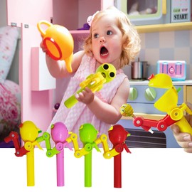 HDLNKAK 4 Pcs Robot Lollipop Holder for Kids, Christmas Lollipop Case, Creative Press-to-Store Toy & Fun Gift for Toddlers Over 3 Years Old