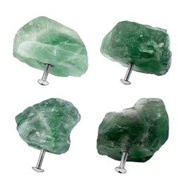moonsix Pack of 4 Fluorite Raw Stone Knobs for Cabinets and Drawers, Natural Rough Crystal Drawer Pulls Handles for Home Decor