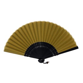 [Stylish kimono Iroha] Hand Fan with Natural Stone Charm, High Quality, 100% Cotton (421: Golden Fortune), 421: Gold (financial luck), Free size