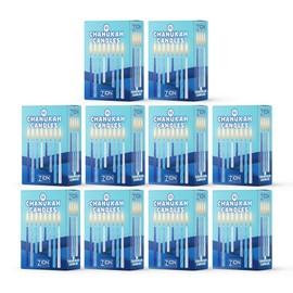 Hanukkah Menorah Candles Box of 44 Multi-Blue with Prayer Card - Spiral Style Quality Wax Chanukah Candles - Fits Most Menorahs – Enough for All 8 Nights - Bulk Hanukkah Candles by Zion Judaica