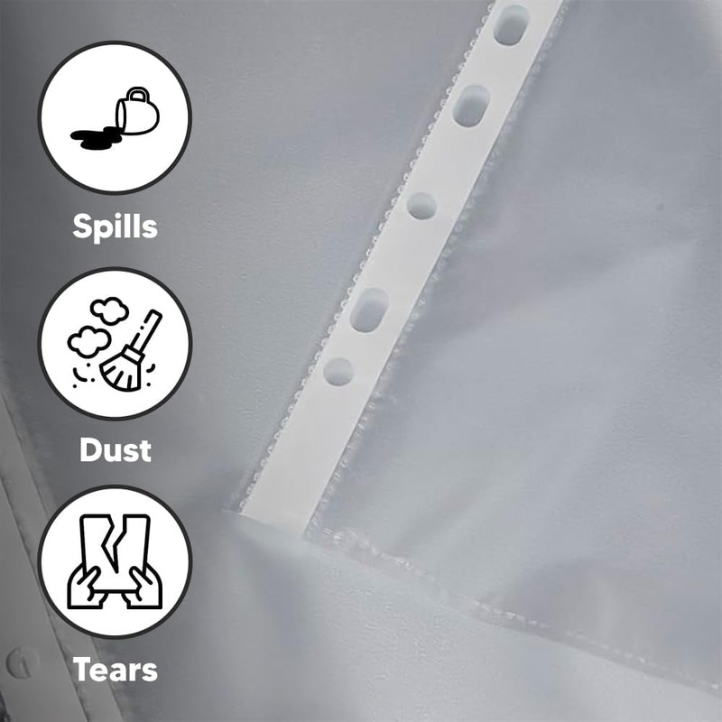 Zinnia A5 Punched Pockets 100 Pack Clear Poly Pockets Tear-Resistant