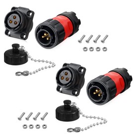 3 Pin Waterproof Connector, Male Female Plug Socket Industrial Power Circular Connector, Aviation Cable Connector for Industrial, Power and Other Indoor/Outdoor Electrical Wire Connections(2 PCS)
