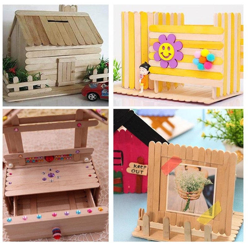 Natural Wooden Craft Sticks,Ice Cream Sticks,CAASFOOY 200PCS Wax Sticks,Paddle Popsicle