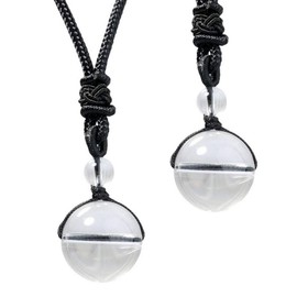 mookaitedecor mookaitedecor Healing Crystal Round Stone Bead Pendant,Semi Precious Gemstone Necklace Adjustable for Men Women,Rock Quartz
