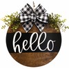 Hello Wreath with Stripe for Front Door Year Round Hanger