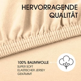 CelinaTex Lucina Jersey Fitted Sheet for Kids, Double Pack, 60 x 120 cm - 70 x 140 cm, Natural Beige, 100% Combed Cotton, Super Soft, Elasticated, Stretch, Oeko-Tex
