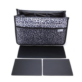 Periea 'Chelsy' Premium Handbag Organiser Insert: Structured Travel Pouch for Tote Bag, Purse Insert for Efficient Bag Organisation - Large, Leopard Silver