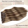 Balayage Ombre Clip in Hair Extensions Human Hair Brown to