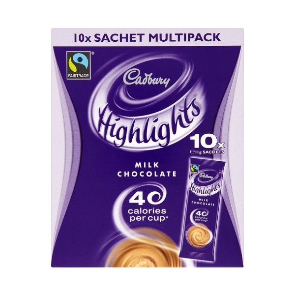 Cadbury Highlights Milchbox für heiße Schokolade, 10 x 11 g,