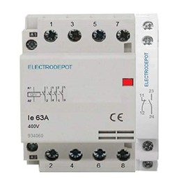 Electrodepot 63Amp NO Contactor 4 Pole, w Auxiliary NO/NC, Coil 120VAC Heating or Lighting Designer Modular with Status Indicator