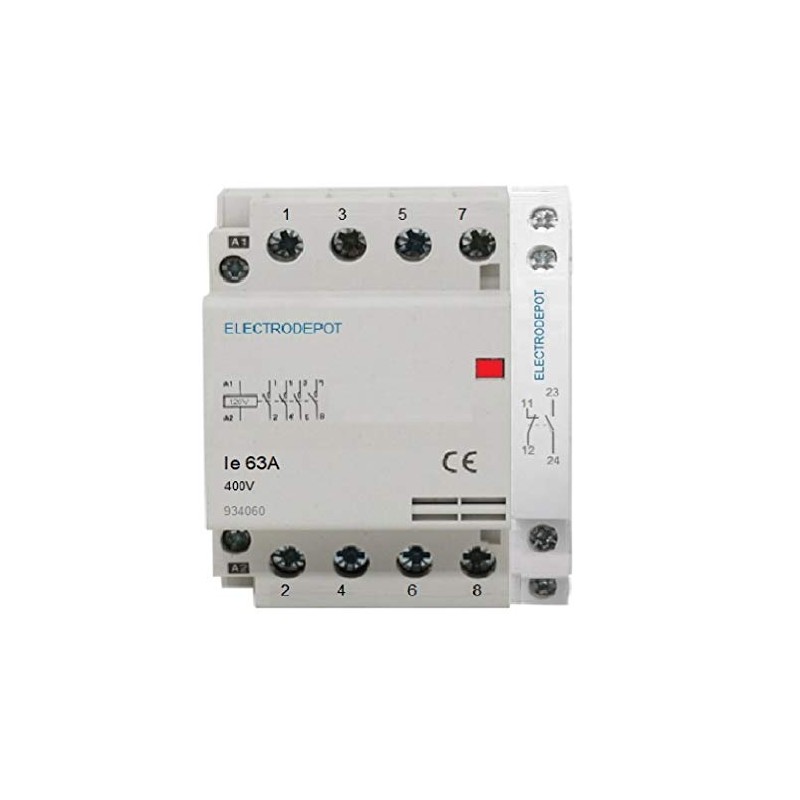 Electrodepot 63Amp NO Contactor 4 Pole, w Auxiliary NO/NC, Coil