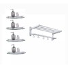 ArgenMex Set Baño 4 Repisas Esquineras Cristal + Toallero Doble