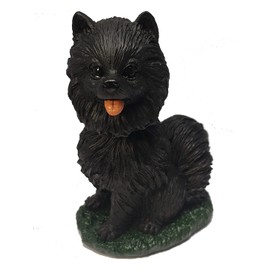 Animal Den Pomeranian Dog Bobblehead Figure Statue for Car Dashboard Black