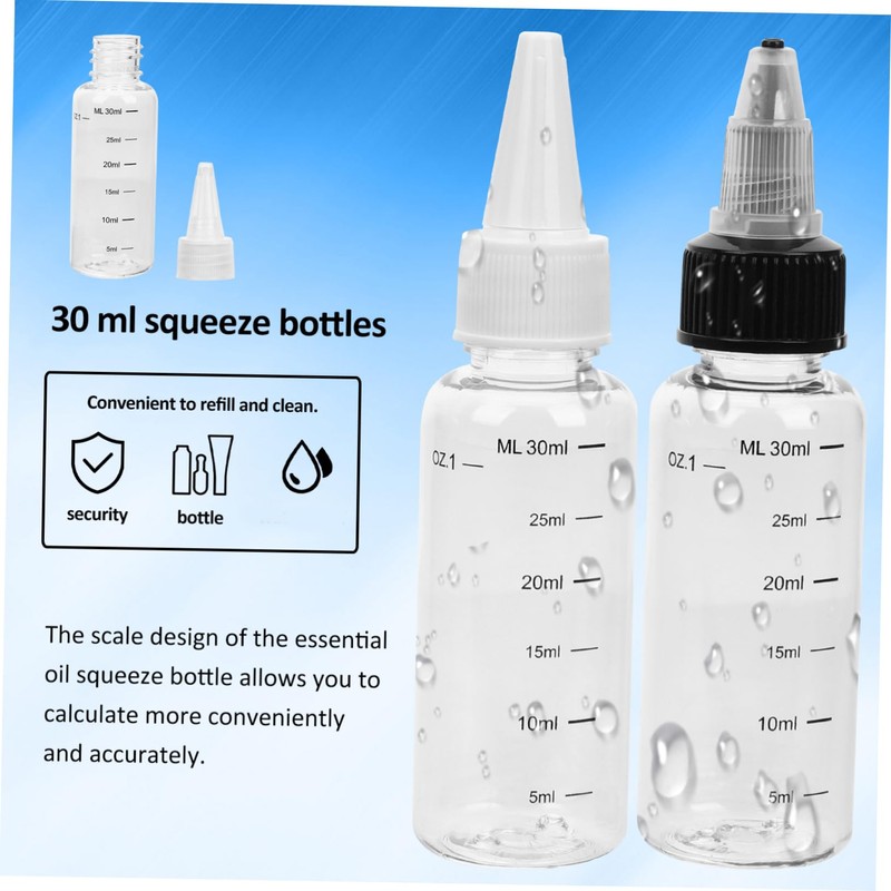 Mobestech 8 pcs Refillable Squeeze Bottles with Scale Transparent Squeeze