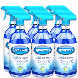 Sprayway Glass Cleaner Liquid Spray, 32oz, Pack of 6 | Ammonia-Free, Streakless, Foaming Action | Recyclable Bottle, Fresh Fragrance | Removes Fingerprints, Dust, Dirt, Smoke Film | All Glass Surfaces