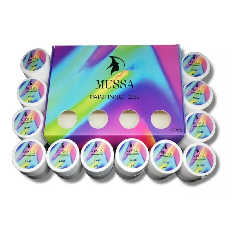 Mussa Kit Gel Painting Gama De 12pz + 15 Pinceles