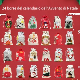 Chtuiklri Adventskalender 2025, Adventskalender DIY, Adventskalender Weihnachten, Geschenktüten für Weihnachtsdekorationen mit Zahlen, Clips, 10m Hanfseil