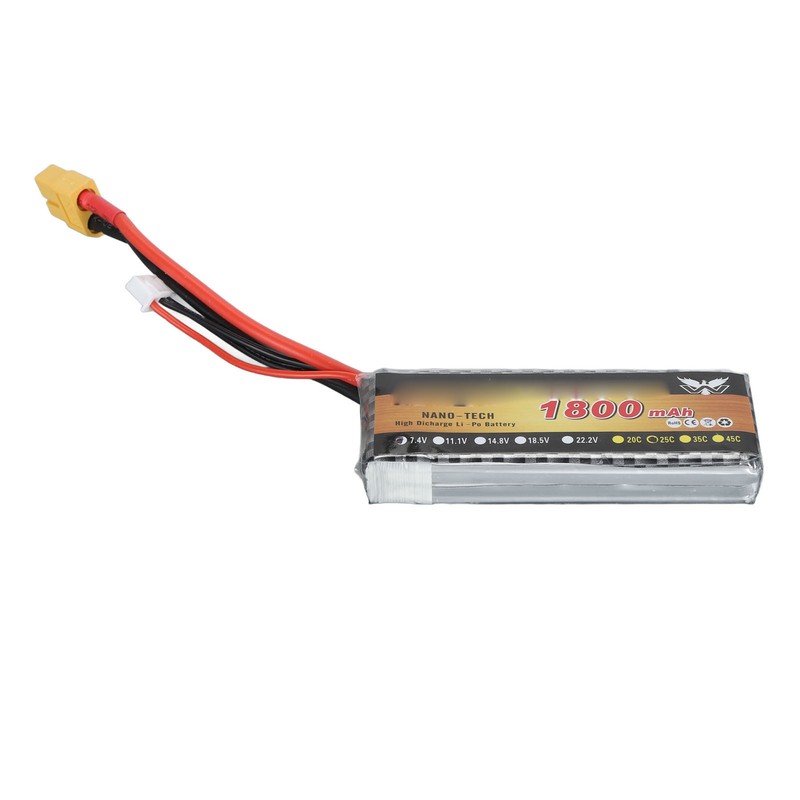 7.4V 1800mAh 3s 25C Battery With XT60 Plug Lightweight Lithium