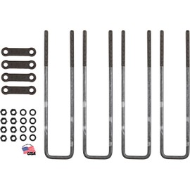 Buyers Products UB623520 20" Square Bend U-Bolt Kit, 4 Complete U Bolt Kits, 5/8" Bolt, 1/2" x 4 1/4" Tie Bars, Grade 5 Equivalent Hardware