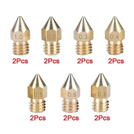 Zopsc Kit de Boquilla de Impresora 3D de 14 Piezas Mk8 Boquilla de extrusión de latón Impresora 3D 2 Piezas 0.2/0.3/0.4/0.5/0.6/0.8/1.0mm, para Anet A8, CR-10, etc.