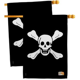 Richard Worley House Flags 2 pcs Pack Coastal Pirate Ship Skull Treasure Map Carribean Jolly Blackbeard Jack Small Decorative Gift Yard Banner Made In USA 28 X 40