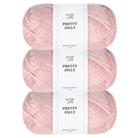 Pretty Jolly 3 Skeins Soft Wool Yarn Glossy Wool Blend Yarn for Crochet Knitting Sport Weight Yarn for DIY Craft(3×50g/3×100m)(Light Pink)