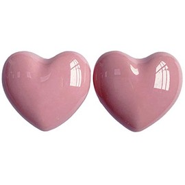 Perphin Ceramic Drawer Knobs Heart Shape Cabinet Dresser Pulls Handles with 3 Sized Screws, Kitchen Furniture Knobs for Closet Cupboard Wardrobe (2 Pack, Pink)