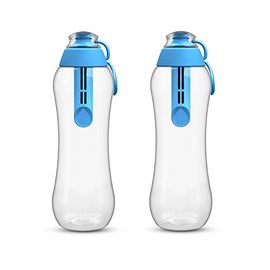 PearlCo - Two drinking bottles with filter, 0.5 litres (blue), water bottle, BPA-free, school, sports, water, on the go