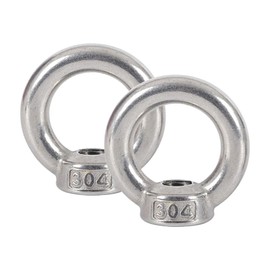 2 pcs of M6 304 Stainless Steel Ring Nut Lifting Eye Nut Lifting Ring Eye Bolt Female Threaded Eye Screw Bolts Fastener Hardware Eyebolt for Lifting Accessories