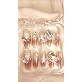 LL Nails - Trendy Handmade Press On Nails (Silken Ribbon Pink, Small)