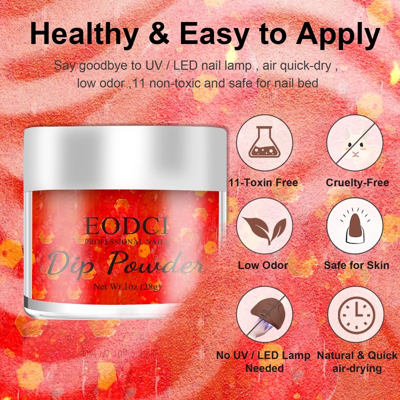 EODCI 28g/Box Sequins Red Color Dip Powder Nails Dipping Nails