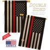 Thin Red Line Burlap House Flags 2 pcs Pack First