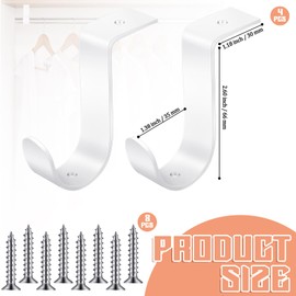 Hicarer 4 Pcs Closet Rod Bracket Wall Mounted Closet Shelf Brackets with Screws Heavy Duty Metal Closet Rod Support Closet Rod Holders for Living Room Bedroom Office, White