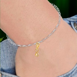 Goldene Hufeisen Heart Infinity Lobster Clasp Charm Pendant for Charm Bracelet 925 Silver Gold-Plated, Sterling Silver Yellow Gold, No Gemstone
