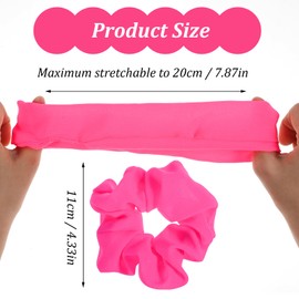 2Pcs 80s Neon Scrunchies for Hair, 80s Neon Soft Hair Scrunchies, Solid Colors Elastic Hair Bands and Ponytail Holders, Neon Hair Accessories for Women Girls 80s Party Outfits Workout Costumes, Red
