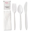 250 White Plastic Cutlery Packets - Knife, Fork, Spoon &