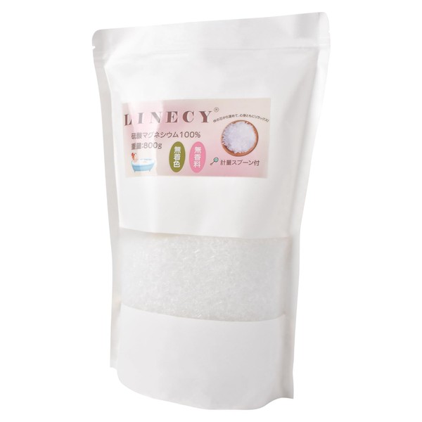 LINECY Epsom Salt, Bath Salt, Magnesium, Present, Moisturizing, Natural Ingredients, Reheatable, Includes Measuring Spoon, Gift, 28.2 oz (800 g), Women