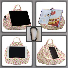 Rooms By Me Watermelon Tablet Stand Cushion for Tablets, eReaders, Smartphones and Books with Accesories Pocket | UK Made | Over 50 Designs