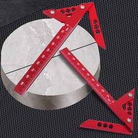 Center Scribe Gauge, Aluminum Alloy Center Line Scriber 45 Degree Angle Scribing Gauge Woodworking Marking Tool, Circle Center Finder, Red