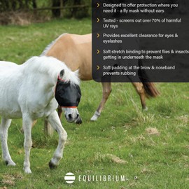 Equilibrium Field Relief Midi Fly Mask Without Ears Black/Blue Equilibrium Fly Mask Size - XS