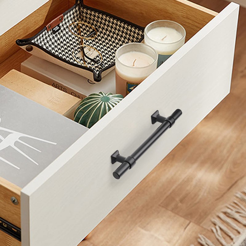 GOBEKOR 1 Pack Cabinet Handle Matte Black Kitchen Cabinet Pull