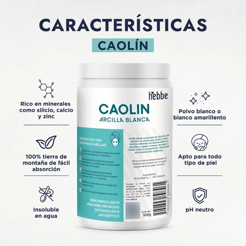 arcilla blanca cosmética caolin