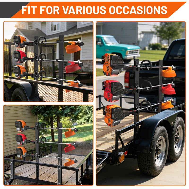 ZSLTLDU Weed Eater Rack for Trailer, 3 Place Heavy Duty