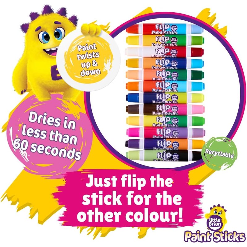 Little Brian Flip Paint Sticks For Kids - 12 Pack