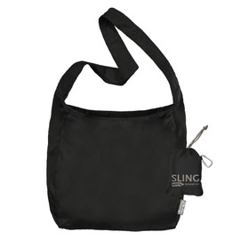 ChicoBag Sling rePETe + Refine | Eco-friendly Messenger-Style Reusable Tote Bag (Obsidian)